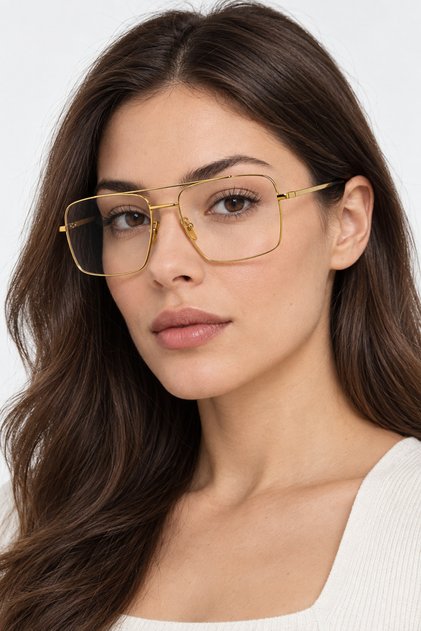 Γυαλιά ηλίου Diana Kors Unisex UV400, Διαφανείς φακοί, Χρυσός σκελετός