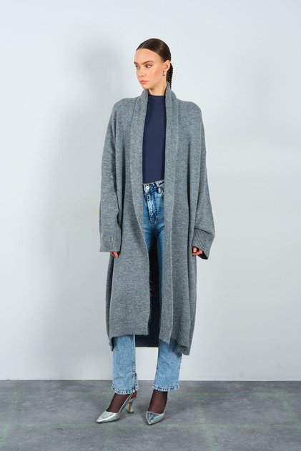 Trend Open Front Shawl Collar Long Knitted Cardigan
