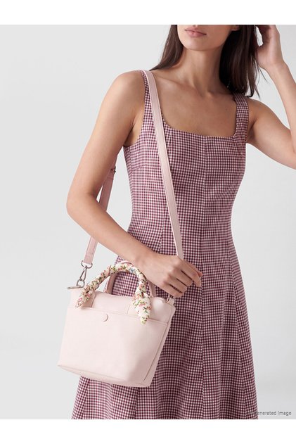 Özmarka New Season Pink Scarf Detailed Women's Shoulder Bag
