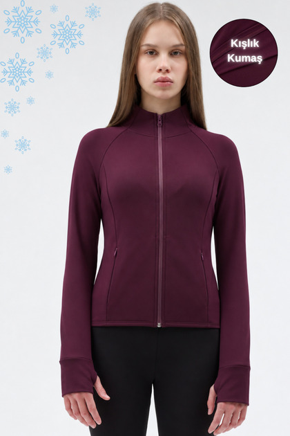 Women's Winter Fleece Blouse with Finger Detail and Zipper