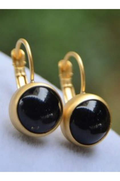 Onyx Natural Stone Handmade Earrings - Black -