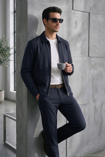 Zippered Classic Collar Jacket Men's Jacket Cf26W3410981