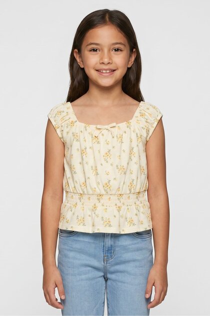 Kids Girl Floral Print Sleeveless Top, Multicolor