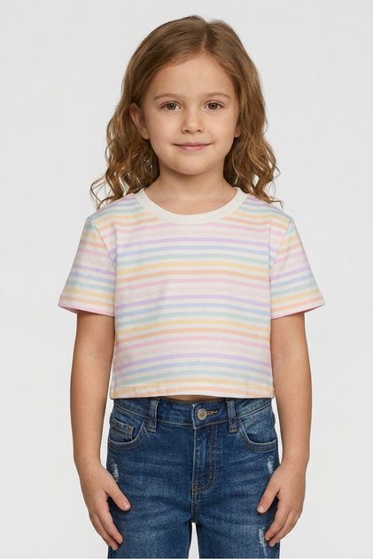 Kids Girl Graphic Print Short Sleeve Top, Multicolor