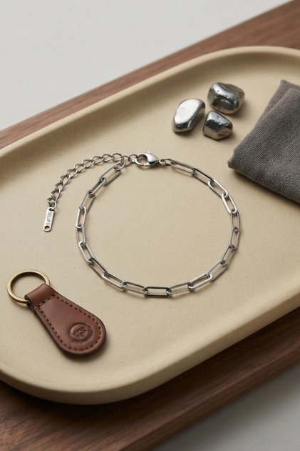 316L Steel Silver Color Paperclip Chain Model Men's Bracelet