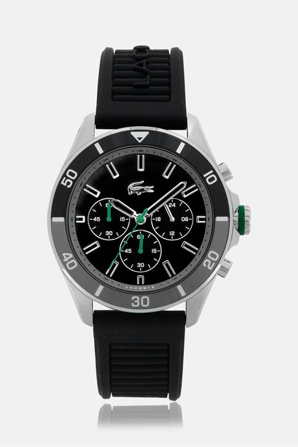 Men 2011152 Rubber Strap Watch 45 mm, Black