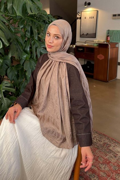 Shine Desen Ayrobin Floral Jacquard Shawl Earth Tone