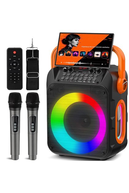 Karaoke Machine for Adults Kids, Home Karaoke System with 2 Microphones, Portable Bluetooth Speaker with Party Light
