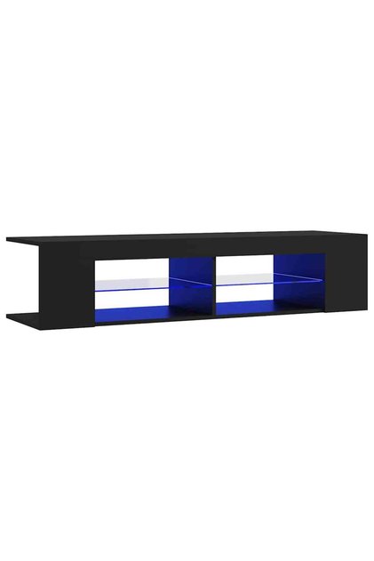 Comodă TV cu lumini LED, negru, 135x39x30 cm