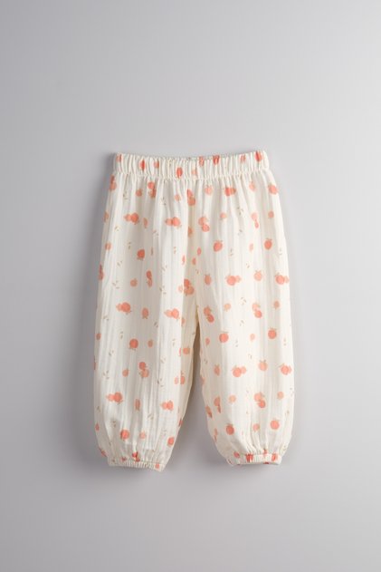 100% Cotton Muslin Fabric Baby Girl and Child Loose-Fit Pants (Peach)