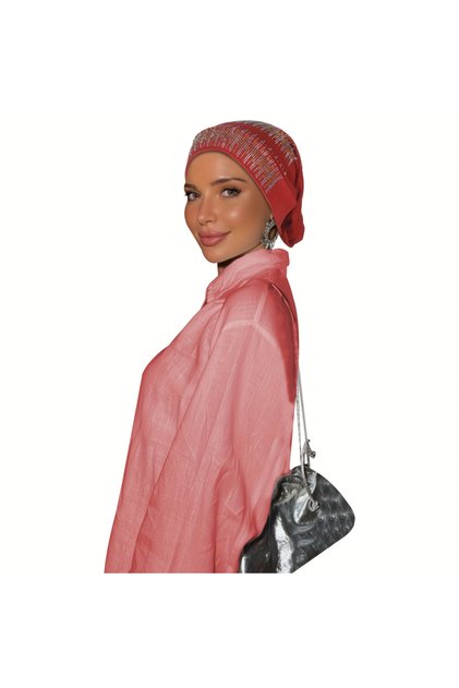 Red Bohemian Embellished Turban