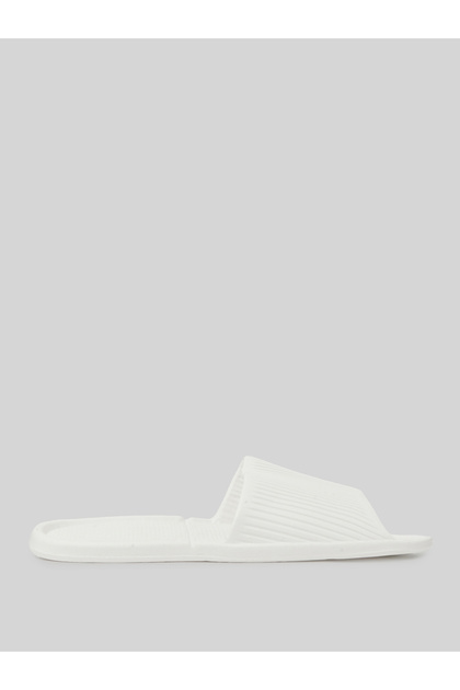 White Solid Open-Toe Slide Slippers