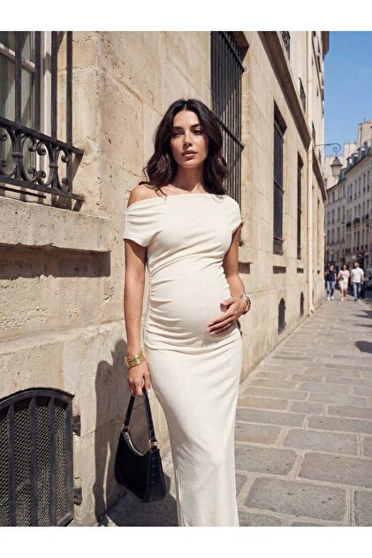 Rochie maxi, crem - S