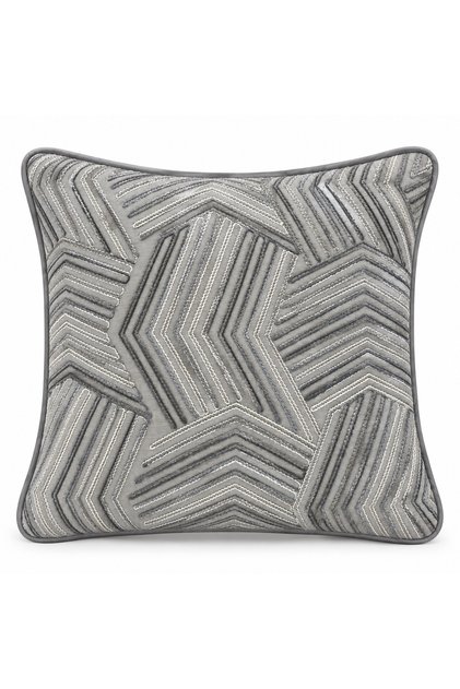 Textured Gray Embroidered Cushion Cover 43X43Cm