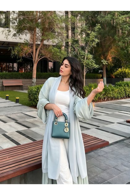 Green Plain Long Sleeve Abaya