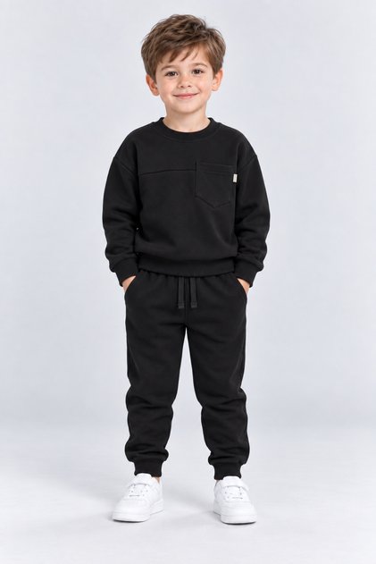 Boys' Sweatshirt with Pockets and Jogger Sweatpants 2-Piece Set Daily Comfortable Children's Sweatpants Set Ak125