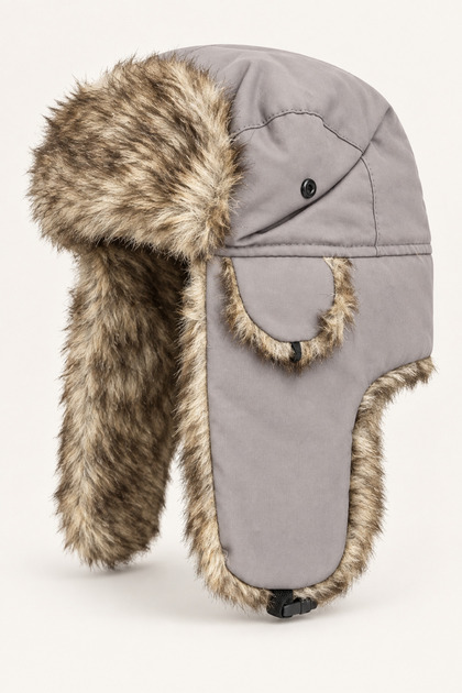 Unisex Pilot Beanie with Headphones, Fur-Lined Winter Hat