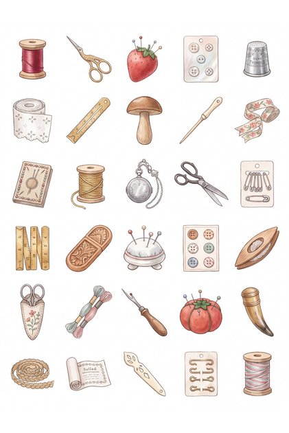 30 Pieces Vintage Tailor and Sewing Sticker Set - for Agenda, Notebook, Laptop