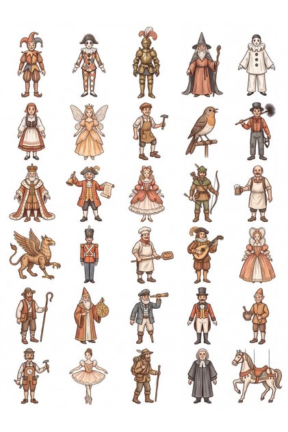 30 Pieces Nostalgic Wooden Puppet Sticker Set - for Laptop, Notebook, Agenda
