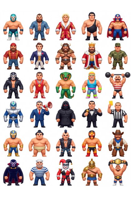 30 Pieces Retro Wrestler Figure Sticker Set - Laptop Water Bottle Case