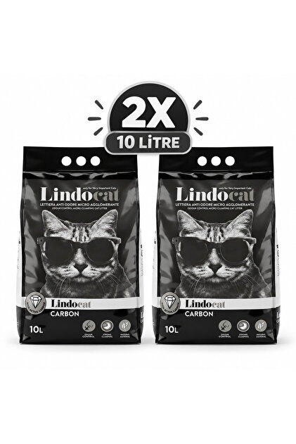 Lindocat Carbon Ekstra Güçlü Topaklanan Beyaz Bentonit Kedi Kumu 2 Adet10lt