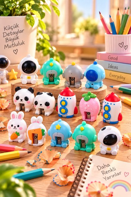 Cute Figurine Pencil Sharpener Astronaut Panda Rabbit Rocket Strawberry Design Pencil Opener