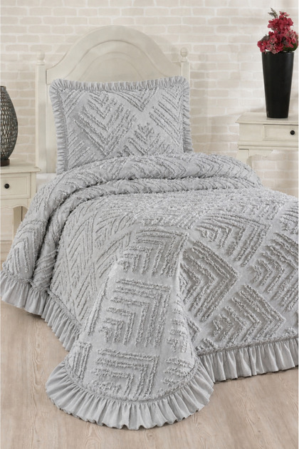 Ruffle Pine 2 Piece Single Pique Set Gray