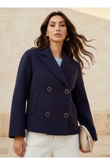 SCUBA KNIT LAPEL COLLAR CROPPED JACKET