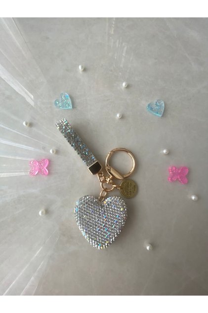 Taşlı VIP Kalp Charm & Anahtarlık