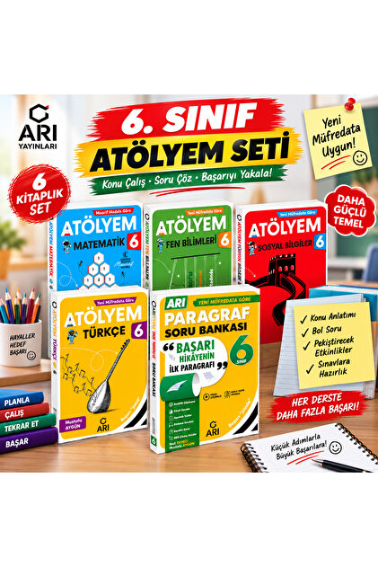 📚 6. Sınıf Atölyem 5’li Kitap Seti – Türkçe, Matematik, Fen Bilimleri, Sosyal Bilgiler ve Paragraf
