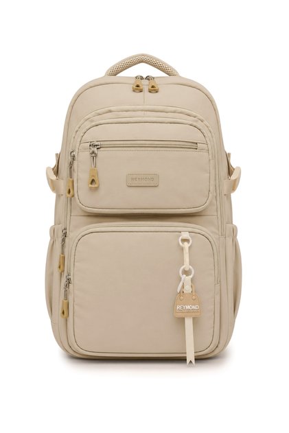 Reymond 2604 Backpack Water Repellent Imported Fabric Unisex Daily High School School Beige