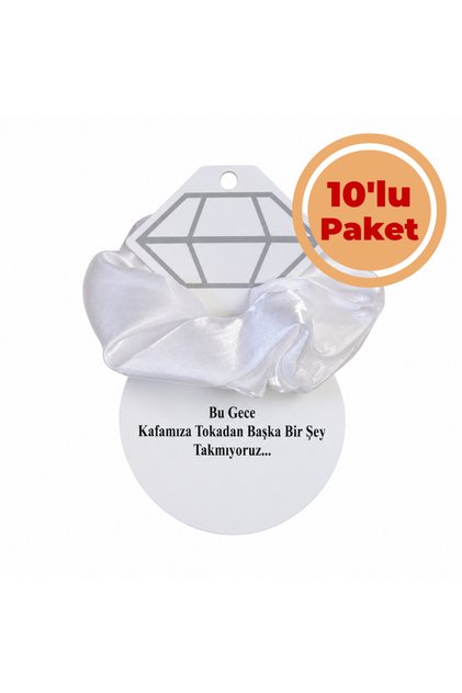 Satin Buckle White 10-Pack Henna Engagement Wedding Elastic Hair Scrunchie Hair Gift Bachelorette