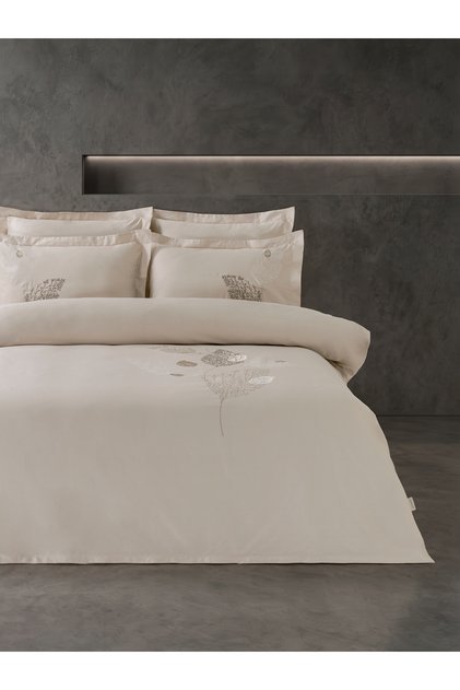 Nival Embroidered Cotton Satin Double Duvet Cover Set