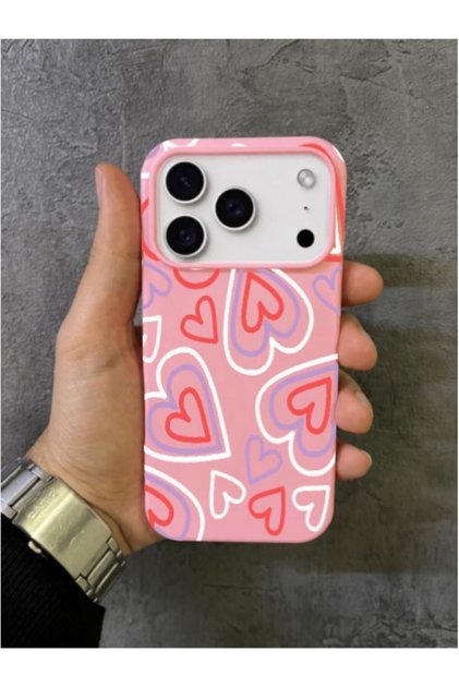 iPhone 17 Pro Max - 18 Pro Max Compatible Layered Nested Pattern Design Pink Case