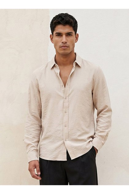 Basics Regular Fit Crinkled Textured Long Sleeves Shirt