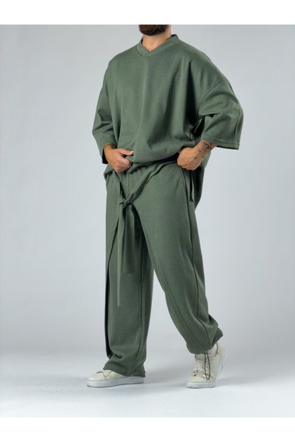 Belted Men's Khaki Suit Coc3383
