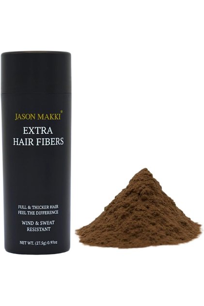 Extra Hair Fiber Powder 27.5g – 100% Natural Cotton Fibers – Hair Loss Concealer for Thinning Hair – Wind & Water Resistant – For Men & Women (Light Brown)
