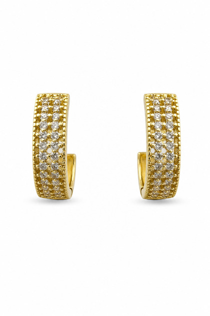 Yellow Color Stylish Hoop Earrings with Zircon Stones for Women Daily and Special Occasions