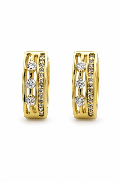 Sparkling Stone Detailed Yellow Color Bijouterie Earrings | Stylish and Modern Design