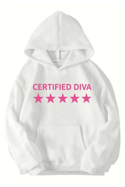 Unisex Oversize Certified Diva Hoodie (White)