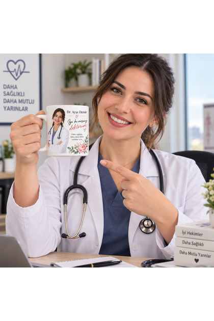 Kişiye Özel Doktor Kupa Bardak – Fotoğraflı, İsim Soyisimli, Doktora Özel Hediye