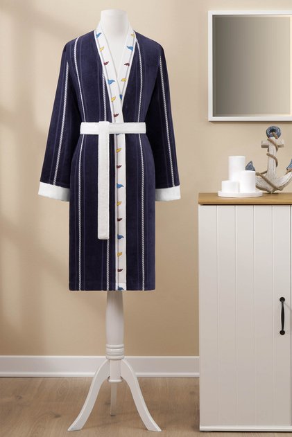 Streamer Embroidered Kimono Bathrobe