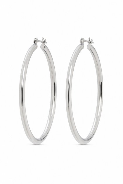 Women's Shiny Gray Hoop Earrings Nickel-Free Stylish and Modern Design