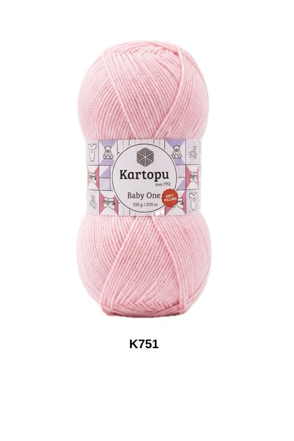 1 Piece Kartopu Baby One 100 Grams 250 Yards Baby Blanket Vest Sweater Cardigan Jacket Hand Knitted Yarn 100% Anti-Piling- Color: K751
