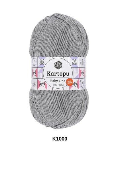 1 Piece Kartopu Baby One 100 Grams 250 Yards Baby Blanket Vest Sweater Cardigan Jacket Hand Knitted Yarn 100% Anti-Piling- Color: K1000