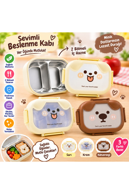 Paslanmaz Çelik Bölmeli Beslenme Kabı 1000 ML