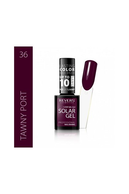 Lac de unghii Solar Gel, Revers, 12 ml, maro, nr 36, tawny port