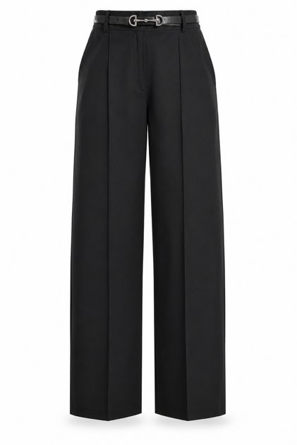 Black Front-Stitched Tencel Trousers 00206