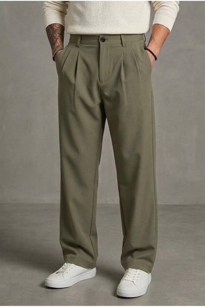 Erkek Baggy Fit Pileli Bol Kalıp Geniş Salaş Pantolon