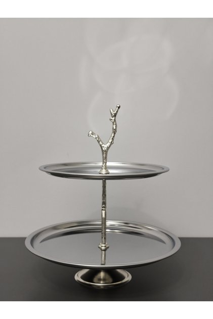 Luxurious 2-Tier Stainless Steel Cookie Stand with Stand Legs, Decorative Presentation Tray, Multi-Tier Serving Tray, Cookie Holder, Candy Tray